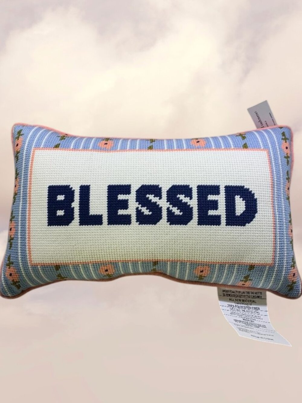 Pillow "Blessed" Needlepoint Pillow NWT